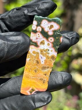 Small Ocean Jasper Crystal Slab - Polished Orbicular Jasper - Sea Jasper